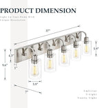 Emliviar 5-Light Bathroom Vanity Light Fixture, 37" Bath Wall Light Fixtures in Brushed Nickel Finish with Clear Glass, YCE237B-5W BN