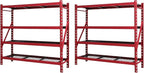 Heavy Duty Member Mark 4-Shelf Industrial Storage Rack, 77" W x 24" D x 72" H (Red, 2 Pack)