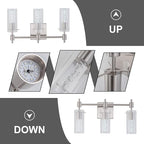 LED Vanity Lights - 24" Modern Bathroom Light Fixtures, 3-Light Brushed Nickel Vanity Light with Crystal Bubble & Clear Glass Shade, 24W Bathroom Lighting Fixtures Over Mirror