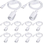 10 Pack Hanging Light Cord Pendant Light Cord with Switch Light Socket Extension Light Bulb Socket Cable Lamp Kit for E26 E27 Lamp Socket Lantern (White, 9.8 Feet)