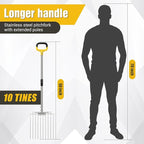 Pitchfork for Gardening, 50" Multifunctional Stainless Steel Garden Pitchfork with Handle, Suitable for Shoveling, Fertilizing, Transplanting, Mulching Garden Fork - 10 Tines