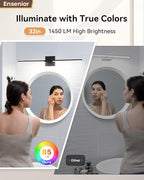 Ensenior Modern Bathroom Vanity Light 32 inch, Built-in Dimmer, 18.5W Dimmable 5CCT Led Bath Lights, Black Bar Vanity Light for Bathroom Mirror Cabinets Bedroom-FCC Certificated