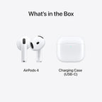 Apple AirPods 4 Wireless Earbuds, Bluetooth Headphones, Personalized Spatial Audio, Sweat and Water Resistant, USB-C Charging Case, H2 Chip, Up to 30 Hours of Battery Life, Effortless Setup for iPhone