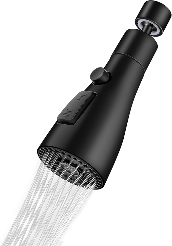 Replacement parts for taps Large angle 360 degree swivel Splash guard extensions For normal taps 3 patterns of splash guard sprayers (Black)