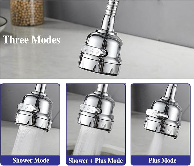 Kitchen Faucet Sprayer Attachment, Movable Faucet Extender for Kitchen Sink, 360° Rotatable Sink Faucet Head Anti-Splash Tap Booster Shower and Water Saving Faucet for Kitchen