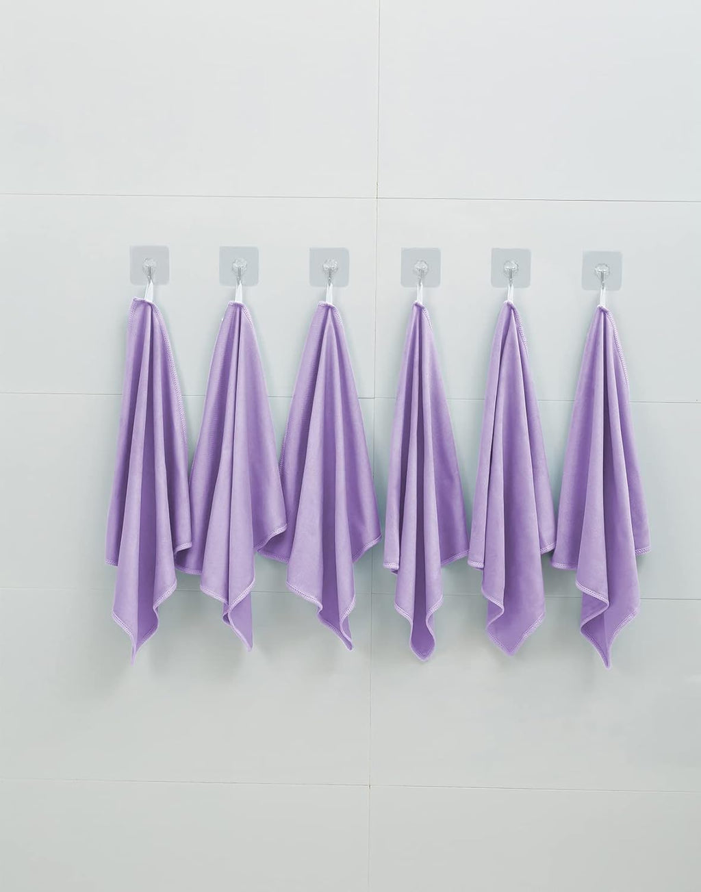 6 Pack Microfiber Glass Cleaning Cloth, 16 Inch X 16 Inch, Lint Free Quickly Clean Window, Glasses, Windshields, Mirrors, and Stainless Steel, Purple