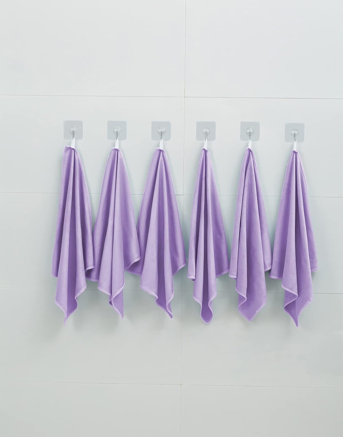 6 Pack Microfiber Glass Cleaning Cloth, 16 Inch X 16 Inch, Lint Free Quickly Clean Window, Glasses, Windshields, Mirrors, and Stainless Steel, Purple