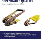 6 Pack 2" x15' Ratchet Strap Tie Down 5000LB J Hook