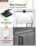 Ensenior Modern Bathroom Vanity Light 32 inch, Built-in Dimmer, 18.5W Dimmable 5CCT Led Bath Lights, Black Bar Vanity Light for Bathroom Mirror Cabinets Bedroom-FCC Certificated