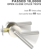 Asidrama 1 Pack Passage Brushed Nickel Door Handles, Door Lever with Door Knobs Indoor for Bedroom or Bathroom, Heavy Duty Door Handles Interior with Locks for Left Right Sided Doors