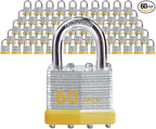 Keyed Alike Laminated Steel Padlocks with Normal Shackle for Sheds, Fences & Lockers (60-Pack)