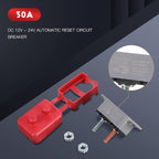 BBTO 4 Pieces DC 12V - 24V Automatic Reset Circuit Breaker Circuit Breaker with Cover Stud Bolt for Automotive and More (30 Amp)