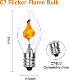 Abeja Flicker Flame Light Bulbs C7 Clear Flame Shape Candelabra Bulbs Fits C7 / E12 Base String Lights, Candelabra Lights, 25Pack