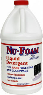 Nu-Foam Liquid Detergent for Bar Glassware – Original Streak-Free Solution - Hand Washing Bar, Tavern, Brewery Supplies - Spotless Serving Glasses - Concentrated Formula - Easy On Hands - 64oz Jug