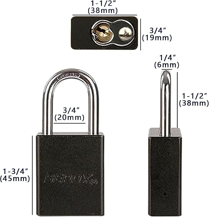SEPOX® Ultra-Durable Anti-Rust Outdoor Keyed Different Padlocks - Black 38mm (1-1/2") Long Shackle, 24-Pack w/ 3 Big Keys Each, Ideal for Gate, Storage, Locker, Fence & Lock-Out