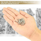 162 Pieces #7 x 1/2" 5/8" 3/4" 1" 1-1/4" Phillips Countersunk Head Self-Tapping Screws, Wood Screws Assortment Kit, 304 Stainless Steel