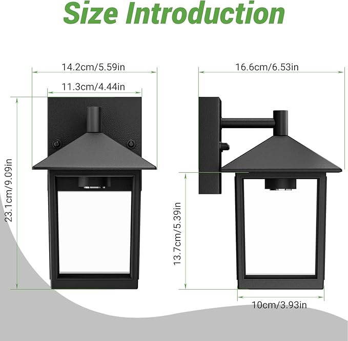 zemty Outdoor Wall Light Fixtures, Matte Black Exterior Front Porch Light with E26 Socket, Waterproof Exterior Wall Sconce Lighting Lamp for House, Doorway, Garage,2Pack(Bulb Not Include)