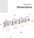 zeyu 28.5 Inch Bathroom Wall Light Over Mirror, 4-Light Vanity Lighting Fixture, Brushed Nickel Finish with Clear Glass Shade, ZSL72B-4W BN