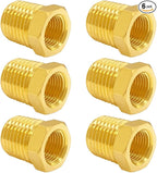 Hooshing 6PCS 1/4" NPT Male to 1/8" NPT Female Brass Reducer Hex Bushing Brass Fitting Pipe Tube Convert Adapter