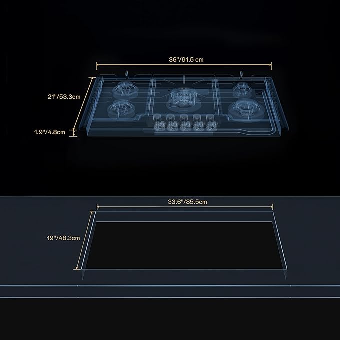 Empava 36" Stainless Steel 5 Italy Sabaf Burners Stove Top Gas Cooktop EMPV-36GC881