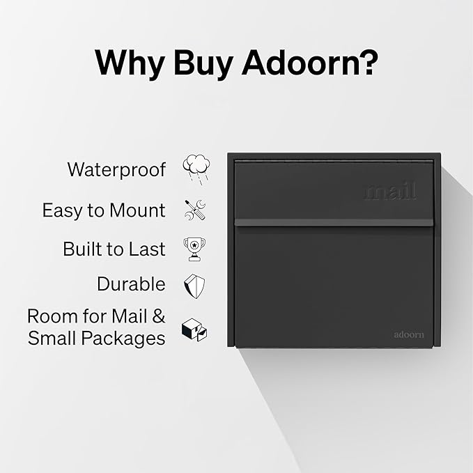 Wall Mount Mailbox - Small, Anti-Theft Locking Mailbox, Weatherproof Mailboxes for Outside The House, 13.5" H x 15" L x 5.5" D (Black)