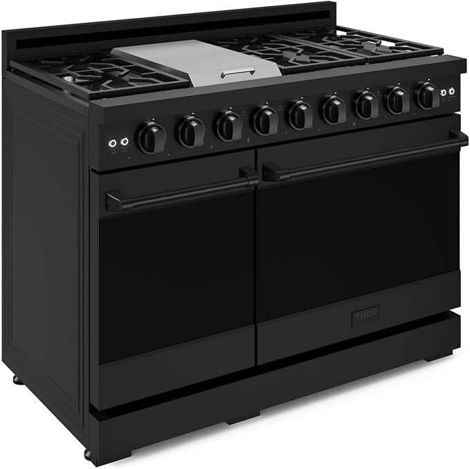 Gordon Ramsay by THOR Kitchen 48 Inch Professional Gas Range with Double Oven in Black
