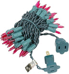 Novelty Lights 11 Feet 50 Bulbs Traditional Incandescent Mini Lights, Pink on Green Wire with 2.5" Spacing, Commercial Grade and UL Listed for Indoor/Outdoor Use, End-to-End Connectable