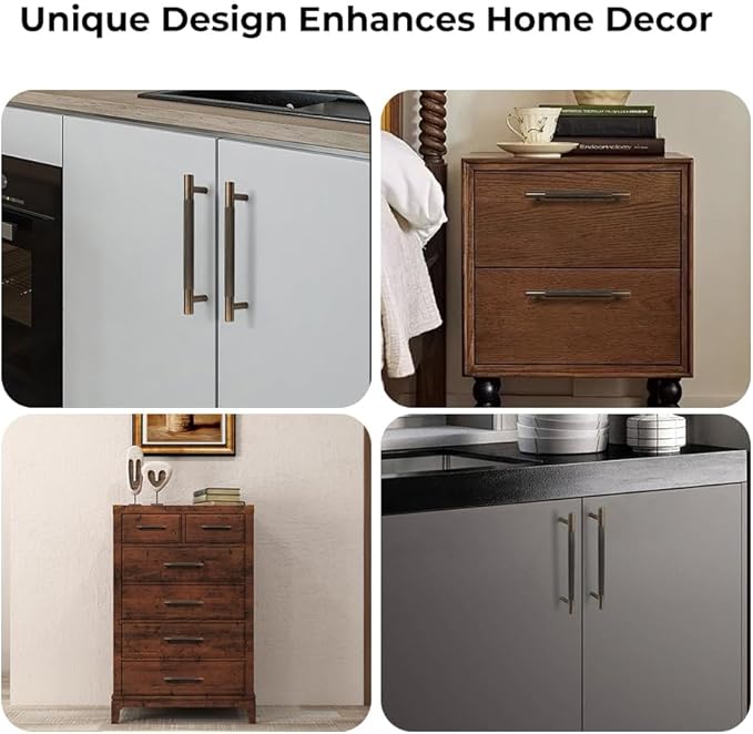 Solid Brass Cabinet Pulls, Knurled Cabinet Pull, Antique Brass Drawer Handles for Bathroom, Bedroom, Kitchen (4, 6.3inch/160mm)