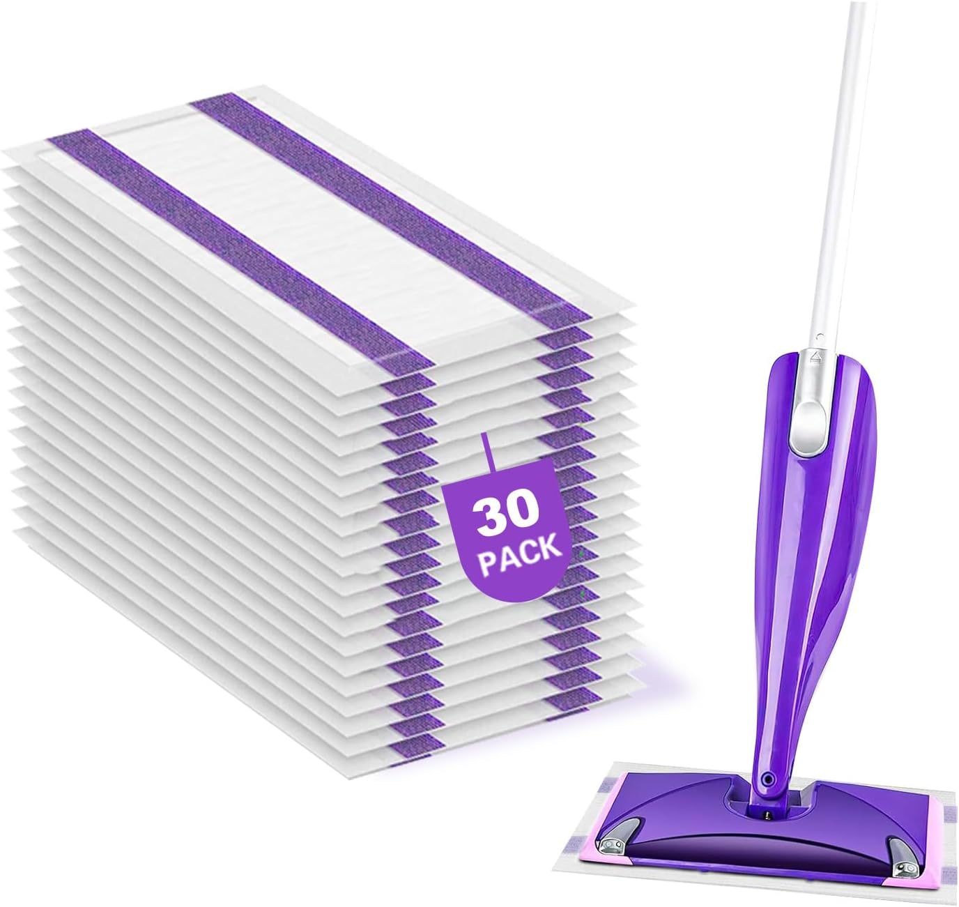 30 Pack Disposable Mop Pad Refills for Swiffer Wet Jet Mops, Wet Jet Mopping Pads for All Purpose Multi Surface Hardwood Floor Cleaning, 4 Layers Thickened and Super Absorbent.