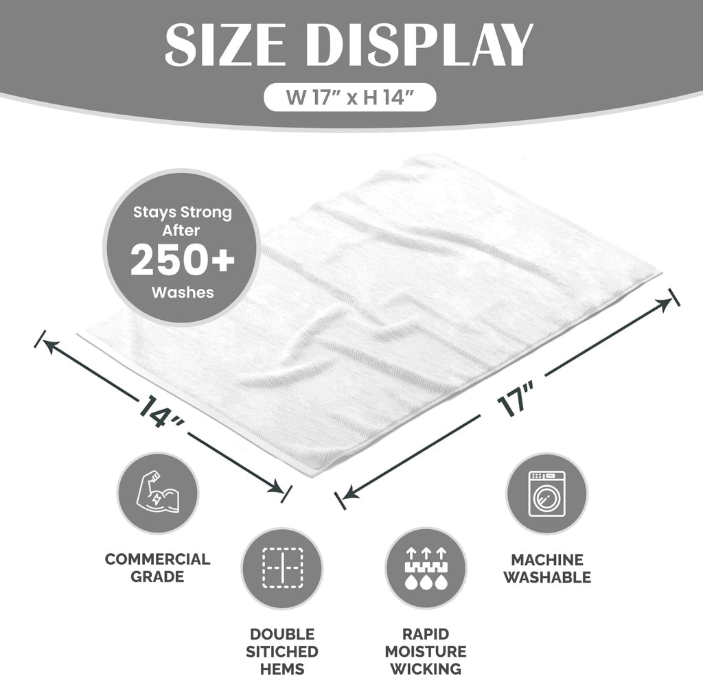 Terry Bar Mop Towels (Value Pack of 100) Size 14"x17" – Absorbent and Durable, Multipurpose Cleaning Rags, Cotton Cleaning Towels, Terry Cloth Rags, Reusable Shop Rags (White)