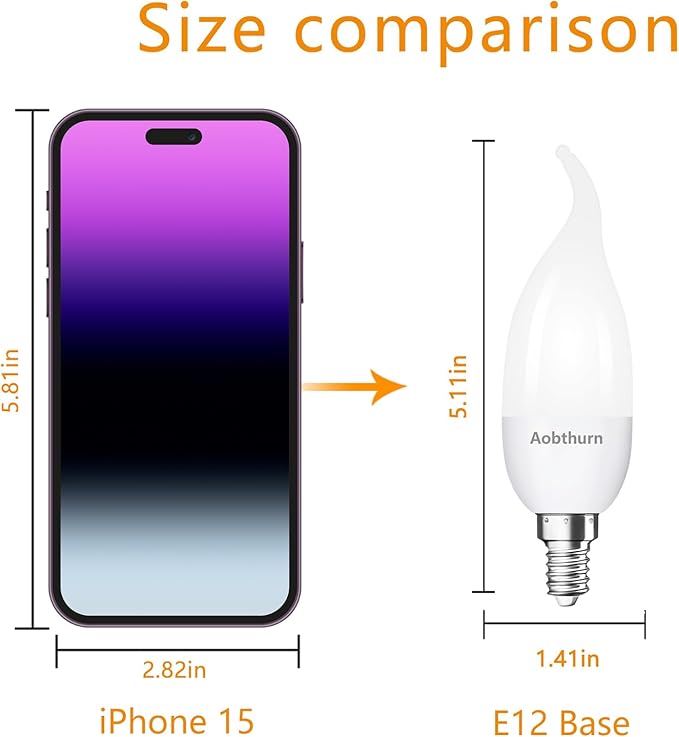 Flickering Light Bulbs, 3 Modes LED Flicker Effect Light Bulb, E12 Base Flame Light Bulb with Gravity Sensor, Fire Light Bulbs Halloween Home Party (6 Pack-E12)