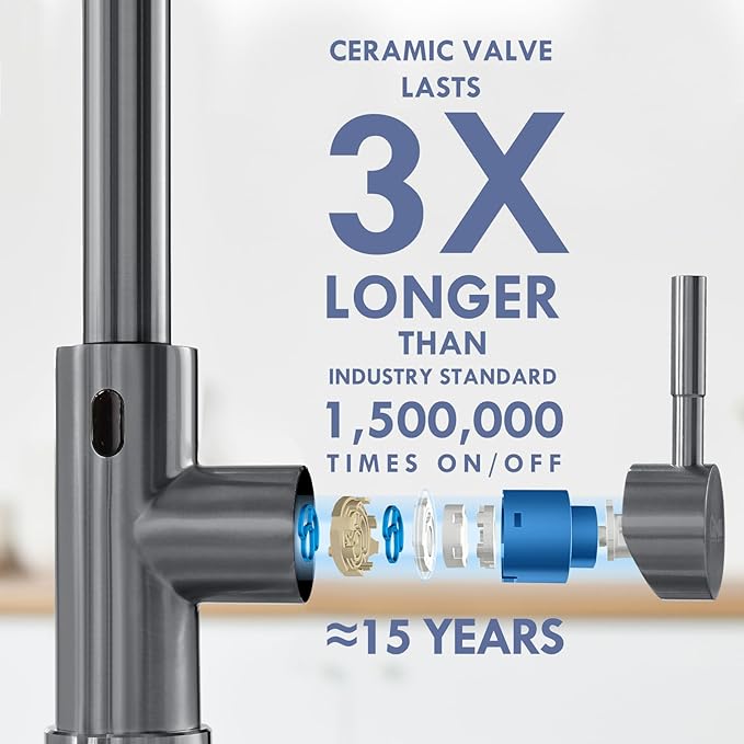 GIMILI Black Stainless Touchless Kitchen Faucet Motion Sensor Kitchen Faucets with Pull Down Sprayer Single Handle Kitchen Sink Faucet