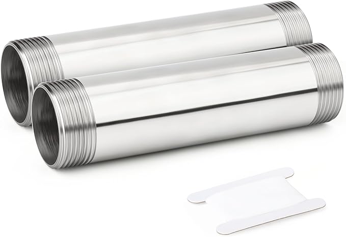 TAISHER 2PCS Stainless Steel Pipe Fittings, 1-1/4" NPT Male x 1-1/4" NPT Male Threaded, 6" Length Nipple Cast Pipe