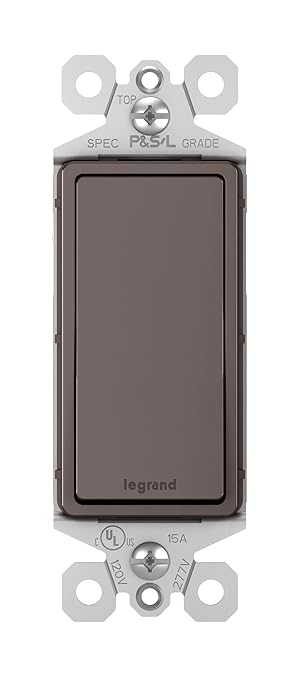 Legrand radiant TM873CC10 15 Amp Rocker Wall Switch, 3-Way Decorator Light Switches, Brown (1 Count)