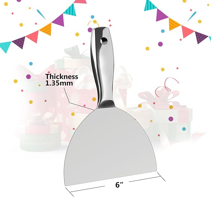 Putty Knife 6 Inch,One Piece Premium Polished All-Stainless Steel Scraper Tool for Drywall Finishing,Professional Grade Putty Blade for Scraping Paint, Taping