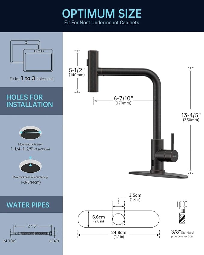 APPASO Touchless Kitchen Faucet with Pull Down Sprayer Oil Rubbed Bronze, Waterfall Touchless Motion Sensor Hands-Free, Single Handle SUS304 Stainless Steel Smart Faucet for Sink