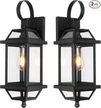 Large Outdoor Wall Lights, 18" Black Exterior Light, 2- Pack Aluminum Outdoor Wall Light Fixture with E26 Socket, Outside Porch Light Enclosed Bottom ETL Listed Exterior Lamp Wall Mount for House