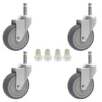 3-Inch Swivel Stem Caster, 7/16-Inch Stem Diameter Rubber Wheel, Heavy Duty TPR Replacement Wheels for Rubbermaid Mop Bucket Cart Grill Casters - 4 Pack