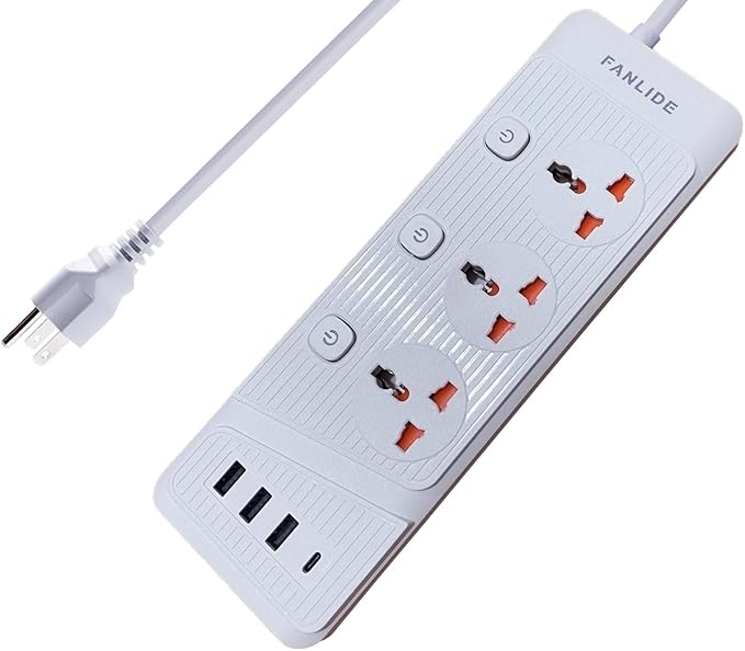 Universal Power Strip with USB C, 3 Outlets 3 USB and 1 USB C Ports, 6.5ft Power Cord, 2500W Circuit Breaker