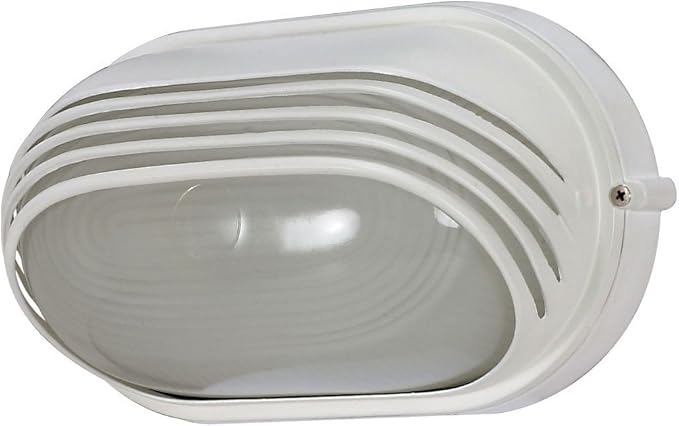 Nuvo Lighting 60/522 Bulkhead 1-Light Oval Hood 60W A19, Semi Gloss White