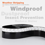 26 Feet Silicone Seal Strip, Weather Stripping Seal Tape for Door, Window & Shower Glass Gaps (Black, 25MM)