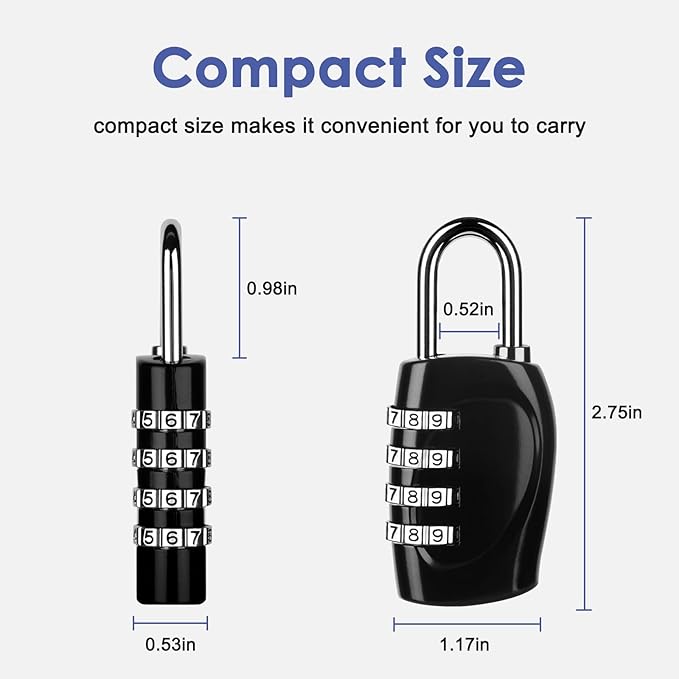 4 Digit Combination Lock Outdoor Padlock for School Gym Locker Outdoor Waterproof Padlock for School Gym Locker, Storage Unit,Garages, Sports Locker, Toolbox, Hasp Storage (2 Pack Black)