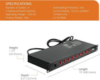 Tecmojo 9-Outlet Rack Mount Overloading Protection Circuit Breaker PDU Power Strip with Individual Switch 6ft Cord for IT and Network Racks and Cabinets