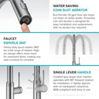 KRAUS Oletto Modern Industrial Pull-Down Single Handle Kitchen Faucet in Spot Free Stainless Steel, KPF-2654SFS