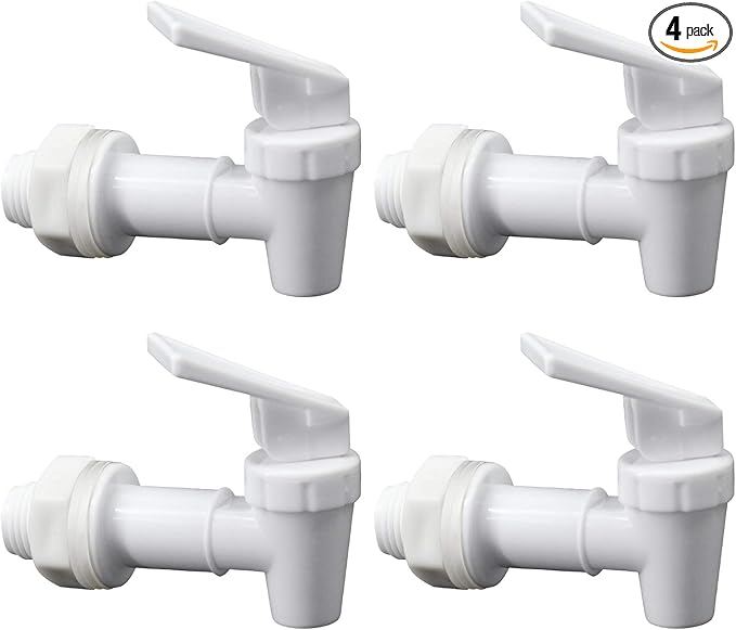Replacement Cooler Faucet Water Bottle Jug,Water Dispenser Tap Set,BPA-Free Plastic Spigot Spout Water Beverage Lever Pour Dispenser Valve,Water Crock Tap (4 White)