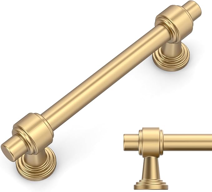 Amerdeco 10 Pack Champagne Bronze Cabinet Pulls 3.75 Inch(96mm) Hole Center Drawer Pulls Cabinet Hardware Kitchen Cabinet Handles for Bathroom Dresser Pulls ZH0069