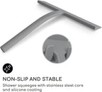 GÜTEWERK Shower Squeegee for Glass Doors, Silicone Window Squeegee, Bathroom and Glass Cleaning - Gray - 9 Inch