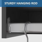 Double Hanging Closet Unit, Modular Closet System, Wood Closet System Organizer with Storage for Walk in Closets, Clothing Rack Wardrobe Closet for Hanging Clothes, Bedroom, Black, 25.5" W