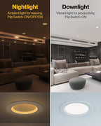 Sunco 12 Pack 6 Inch Ultra Thin LED Recessed Ceiling Lights Slim, Night Light, Baffle Trim, 2700K/3000K/4000K/5000K/6000K Selectable, Dimmable, 14W, Canless Wafer with Junction Box - ETL.