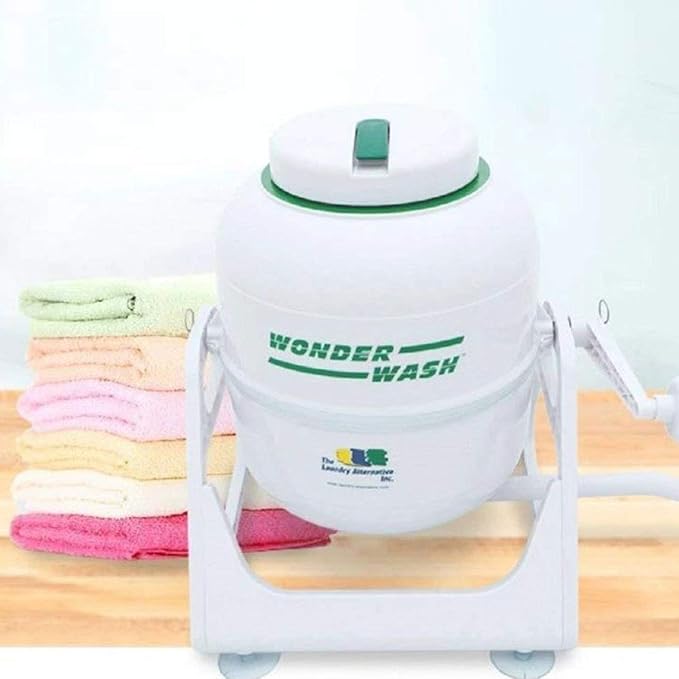 WonderWash Portable Mini Washing Machine for Apartment & Tiny Spaces - Manual Hand Clothes Washer with Retro Design - Clean Laundry Anywhere with Our Countertop, Non-Electric, Small Washer - White